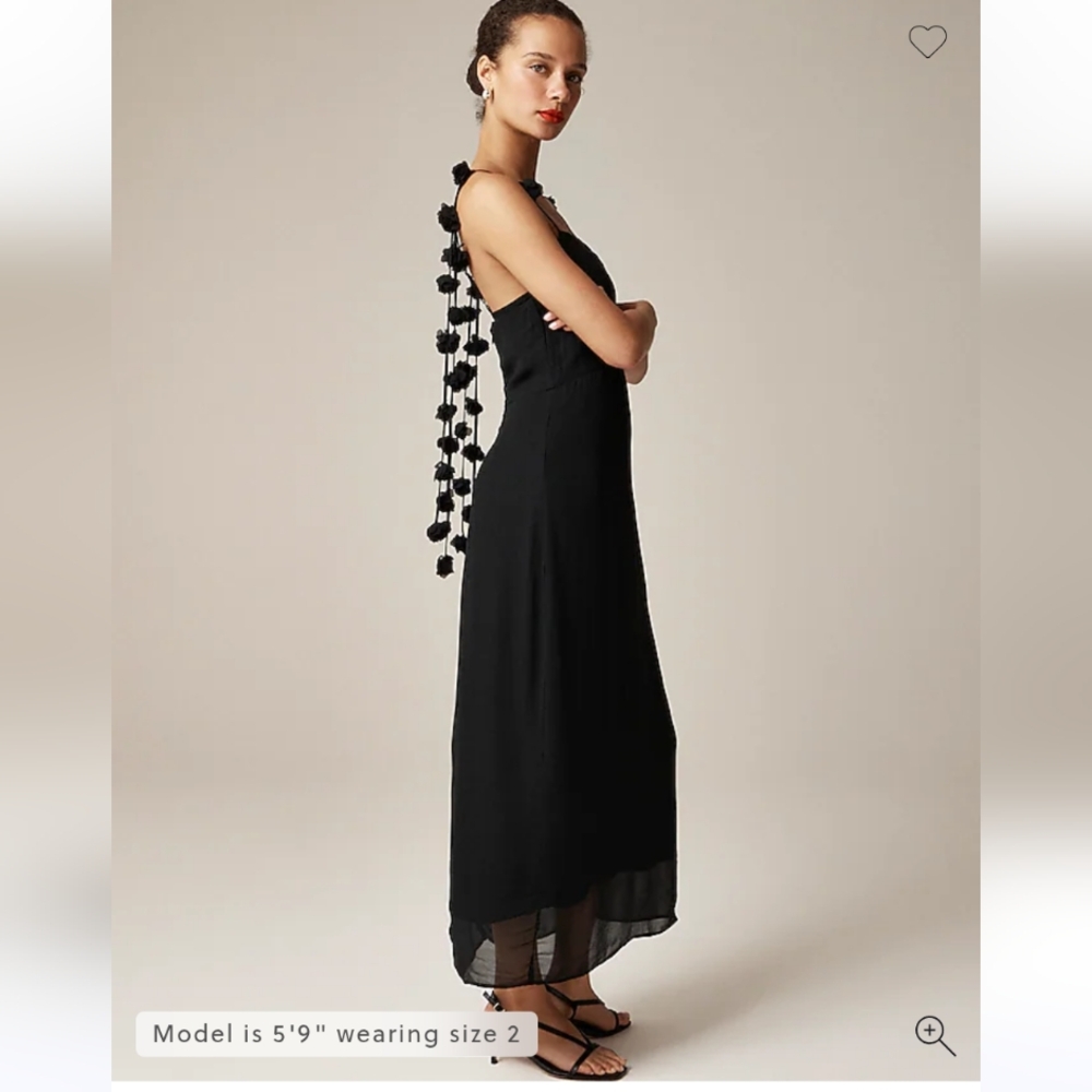 J Crew Collection rosette-strap sheath dress in chiffon Size 4 Black Romantic - Picture 1 of 11